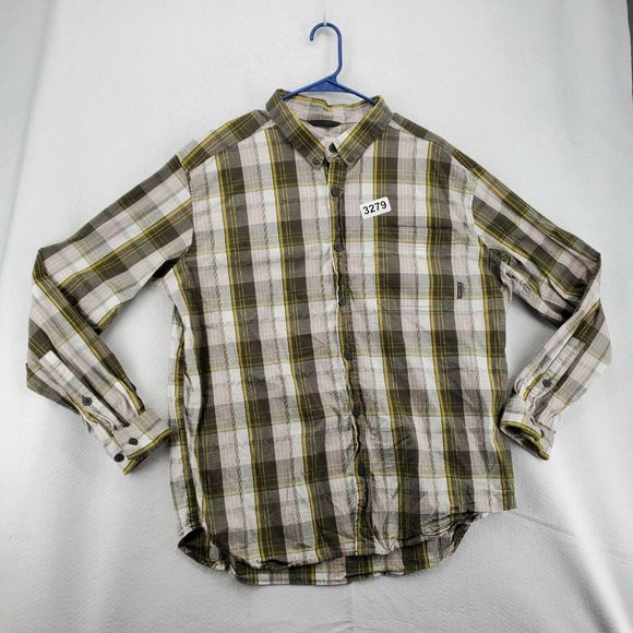 Columbia Shirt Men's Long Sleeve Button Up Collared Green White Yellow Plaid XL - Picture 12 of 12
